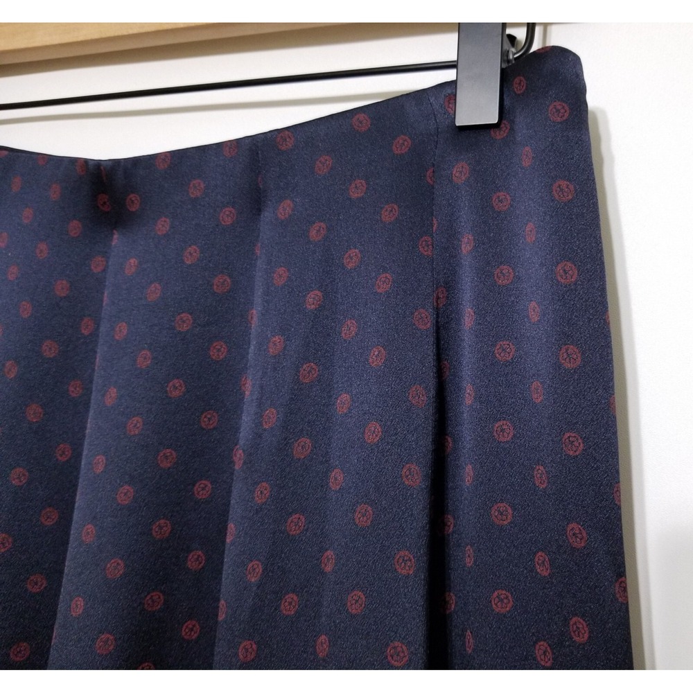 Vince Leaf Foulard 100% Silk Satin Asymmetric Midi Skirt Navy Blue XS M $325 - Picture 8 of 14